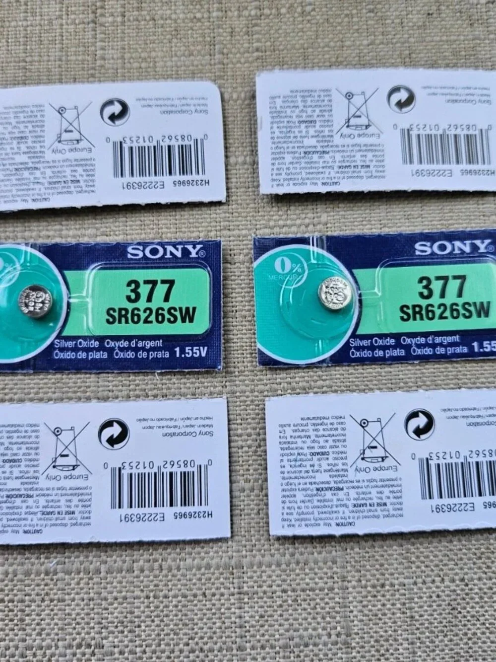 Sony Battery 317 SR626SW Silver Oxide 1.55V Lot of 6 Replacement Made in Japan